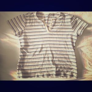 Crossroads Short Sleeve striped Top Tan